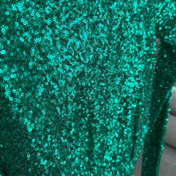 ASOS green Sequin Long Sleeve Dress - Picture 5 of 6